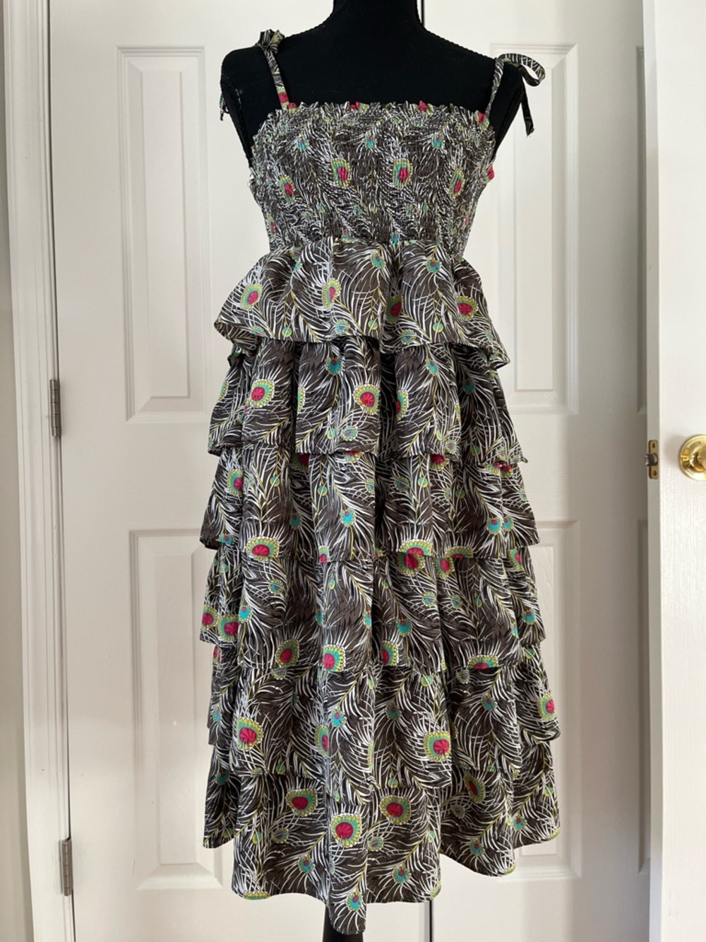 Liberty of London Target Dress Peacock Feather Print Extra Small